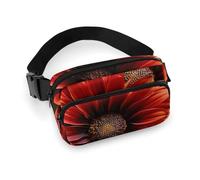 Sac banane à bandoulière pour homme et femme - Motif tournesol rouge - Grand sac banane avec sangle réglable - Tendance - Pour entraînement, course à pied, voyage, blanc, 20 x 13 cm, blanc, 7.9x5.1