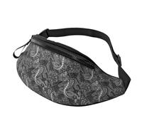 Sac banane à bandoulière pour homme et femme - Sac banane de course à pied classique avec fleur de cobra, sac banane de voyage pour homme et femme, Noir , Taille unique, Sacs banane