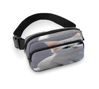 Sac banane à bandoulière pour homme et femme, sac banane de sport avec imprimé chat mignon, sac banane tendance avec sangle réglable, Noir , 20x13cm