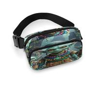 Sac banane à bandoulière pour homme et femme, sac banane de sport avec imprimé gobelin, sac banane tendance avec sangle réglable, Noir , 20x13cm