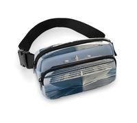 Sac banane à bandoulière pour homme et femme, sac banane de sport imprimé navires de croisière, sac banane tendance avec sangle réglable, Noir , 20x13cm