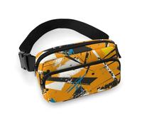Sac banane à bandoulière pour homme et femme - Style graffiti urbain - Grand sac banane avec sangle réglable - Pour entraînement, course à pied, voyage, blanc, 20 x 13 cm, blanc, 7.9x5.1 Inches