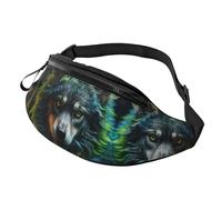 Sac banane à bandoulière pour homme et femme - Style réaliste - Loup coloré - Sac banane de course à pied - Sac banane de voyage pour homme et femme