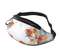 Sac banane à bandoulière pour homme et femme - Trois poissons rouges aquarelle éclaboussure sac banane de voyage pour homme et femme