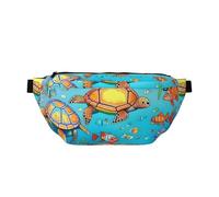 Sac banane à bandoulière Turtle And Fish. Grande capacité, imperméable et résistant à la poussière, fermeture éclair sécurisée, convient pour les voyages et les activités de plein air, noir, taille