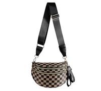 Sac banane à carreaux noirs et blancs pour femme, sac banane spacieux à carreaux, Kaki à carreaux, 12.8x5.6x8.8 inches, Décontracté