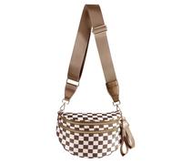 Sac banane à carreaux noirs et blancs pour femme, sac banane spacieux à carreaux, Marron à carreaux, 12.8x5.6x8.8 inches, Décontracté