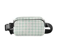 Sac banane à carreaux pour femme, sac à bandoulière avec sangle réglable, mini pochette partout pour l'entraînement, la course à pied, vert écume de mer