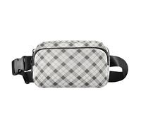 Sac banane à carreaux vichy pour femme, sac à bandoulière avec sangle réglable, mini pochette partout pour l'entraînement, la course à pied, gris pierre