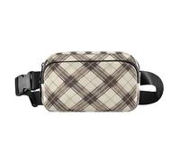 Sac banane à carreaux vichy pour femme, sac banane avec sangle réglable, mini pochette partout pour l'entraînement, la course à pied, gris pierre