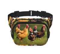 Sac banane à fermeture éclair coq, sac à bandoulière avec sangle réglable pour jogging, cyclisme, Noir , Taille unique