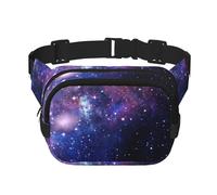 Sac banane à fermeture éclair galaxie bleue et violette avec sangle réglable pour jogging, cyclisme, Noir , Taille unique