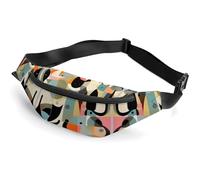 Sac banane à fermeture éclair pour homme et femme - Sac banane élégant avec sangle réglable - Art moderne du milieu du siècle - Sac de poitrine pour la course à pied, la randonnée, l'entraînement, le