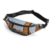 Sac banane à fermeture éclair pour homme et femme - Sac banane élégant avec sangle réglable Big Ben et maisons du Parlement - Sac de poitrine de voyage pour la course à pied, la randonnée