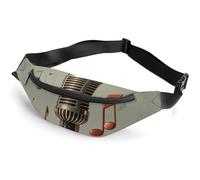 Sac banane à fermeture éclair pour homme et femme - Sac banane élégant avec sangle réglable et microphone avec notes de musique - Sacs de poitrine de voyage pour la course à pied, la randonnée