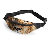 Sac banane à fermeture éclair pour homme et femme - Sac banane élégant avec sangle réglable - Lion africain portant une fleur sur la tête - Sacs de poitrine pour la course à pied, la randonnée