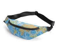 Sac banane à fermeture éclair pour homme et femme - Sac banane élégant avec sangle réglable - Motif carte du monde - Sacs de poitrine de voyage pour la course à pied, la randonnée, l'entraînement, le