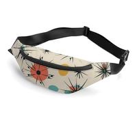 Sac banane à fermeture éclair pour homme et femme - Sac banane élégant avec sangle réglable - Motif étoiles atomiques rétro - Pour course à pied, randonnée, entraînement, cyclisme