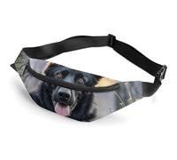 Sac banane à fermeture éclair pour homme et femme - Sac banane élégant avec sangle réglable - Sac de poitrine de voyage noir pour la course à pied, la randonnée, l'entraînement, le cyclisme - Noir