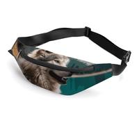 Sac banane à fermeture éclair pour homme et femme - Sac banane élégant avec sangle réglable - Sac de poitrine de voyage amusant en forme de loup pour course à pied, randonnée, entraînement, cyclisme