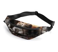 Sac banane à fermeture éclair pour homme et femme - Sac banane élégant avec sangle réglable - Sacs de poitrine pour course à pied, randonnée, entraînement, cyclisme, baiser de chat, 36,6 x 15 cm