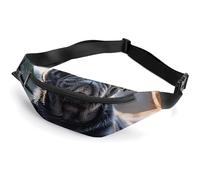 Sac banane à fermeture éclair pour homme et femme - Sac banane tendance élégant avec sangle réglable - Joli carlin noir - Pour la course à pied, la randonnée, l'entraînement, le cyclisme