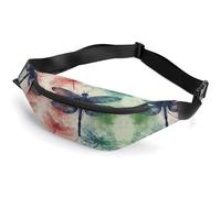 Sac banane à fermeture éclair pour homme et femme - Sac banane tendance et élégant avec sangle réglable - Motif libellule moderne - Pour la course à pied, la randonnée, l'entraînement, le cyclisme