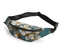 Sac banane à fleurs blanches pâles pour femme et homme - Sac banane pour homme - Sac banane pour la course à pied - Petit sac banane pour femme - Style : 36 x 15 cm, Style :, 36*15cm
