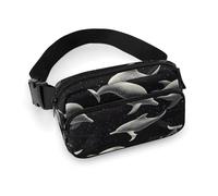 Sac banane à imprimé dauphins noirs pour femme, sac banane tendance