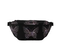 Sac banane à la mode imprimé raisins violets et verts - Sac à bandoulière, idéal pour les voyages, la course, la randonnée, le cyclisme, etc, Papillon en fleurs, One Size