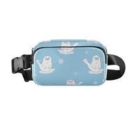 Sac banane à la mode mignon dessin animé bébé phoque chiot bleu blanc femmes hommes adolescents mini sac poitrine sac ceinture sac avec sangle réglable pour voyage, shopping, course à pied, Adorable