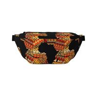 Sac banane à motif carte africaine ethnique, sac à bandoulière réglable pour homme et femme, pour la course, la randonnée, l'escalade, la gym, le vélo d'appartement, etc., Noir , Taille unique