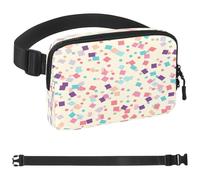 Sac banane à motif de confettis pastel pour homme et femme, sac banane avec poches à fermeture éclair, sac de taille imperméable avec sangle réglable pour entraînement, course à pied, voyage,
