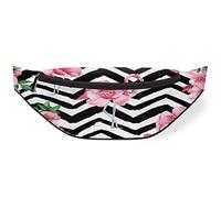 Sac banane à motif de flamant rose pour homme et femme, sac banane en zigzag avec sangle réglable pour voyage, course à pied, randonnée, marche, cyclisme, Noir , Taille unique, Sacs banane