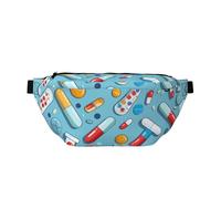 Sac banane à motif de médecine de dessin animé imprimé pour homme et femme, sac banane réglable, sac banane de voyage, sac banane de sport, course à pied, randonnée, Noir , Taille unique, Sac à dos de