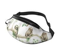 Sac banane à motif éléphant pour homme et femme, sac à bandoulière réglable, adapté pour les voyages, la randonnée, la course à pied, Adorables paresseux sur des citrons jaunes, Taille unique
