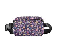 Sac banane à motif floral abstrait pour femmes, hommes, adolescents, sac banane mignon pour le shopping, le sport, le travail, Poisson hawaïen et algues Puffer, 1 Size