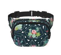 Sac banane à motif ondulé optique pour homme et femme - Sac banane double réglable pour voyage, sport et quotidien, Plantes succulentes et cactus, Taille unique