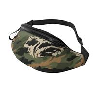 Sac banane à rayures tigre imprimé camouflage avec trou pour écouteurs pour homme et femme - Sac banane de sport réglable pour l'extérieur, l'entraînement, la randonnée, Noir , Taille unique, Sac à