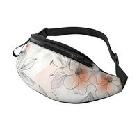 Sac banane à taille réglable avec fleurs blanches, sac à bandoulière tendance imprimé fleurs, sac à bandoulière unisexe pour touristes - Sac léger et résistant au vol pour la visite touristique, 14 x