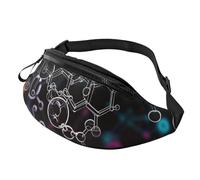 Sac banane abstrait avec illustration scientifique chimie imprimée en 3D pour homme et femme, sac banane avec sangle réglable pour la randonnée, la course, les voyages, le cyclisme, Noir , Taille