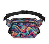 Sac banane abstrait coloré vagues multifonction pour voyage, sport, course à pied, sac banane pour femmes, hommes, enfants, filles, garçons, couleur, XL, Organiseur de sac