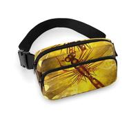 Sac banane abstrait jaune libellule pour homme et femme - Sac banane réglable décontracté pour voyage, sport, randonnée, blanc, 20,1 x 13 cm, blanc, 7.9x5.1inches
