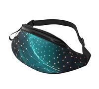 Sac banane abstrait polygonal imprimé espace avec trou pour écouteurs pour homme et femme - Sac banane de sport réglable pour l'extérieur, l'entraînement, la randonnée, Noir , Taille unique, Sac à dos