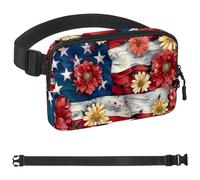 Sac banane American Chrysanthemum pour homme et femme, sac banane avec poches à fermeture éclair, sac de taille imperméable avec sangle réglable pour l'entraînement, la course, les voyages, la