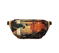 Sac banane amusant avec imprimé astronaute et fusée - Pour homme et femme - Sac banane - Sac banane - Sac de poitrine - Sac de voyage et randonnée, Train de transport, Taille unique