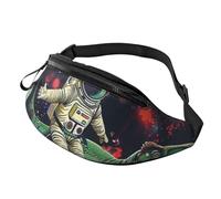 Sac banane amusant avec motif astronaute et fusée - Avec trou pour casque - Pour homme et femme - Réglable - Pour le sport et la randonnée, Noir , Taille unique, Sac à dos de