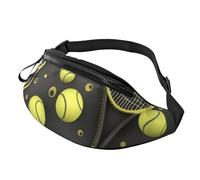 Sac banane amusant avec raquettes de tennis et balles de tennis pour homme et femme - Sac banane étanche pour course à pied - Sac banane avec sangle réglable - Sac banane de sport pour voyage