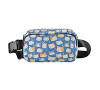Sac banane amusant avec visages colorés de chats sur fond bleu pour homme et femme, Funny Cute Colorful Faces Of Cats on Blue Cartoon, 1 Size