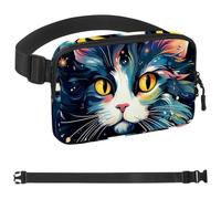 Sac banane aquarelle avec motif chat - 1448 - Pour homme et femme - Sac banane avec sangle réglable - Sac banane tendance pour voyage, plein air, course à pied, randonnée, multicolore, multicolore,